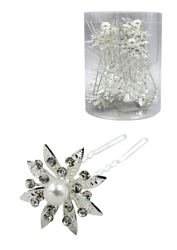 Stone Hair Pin (20/jar) #6729 Silver - jar