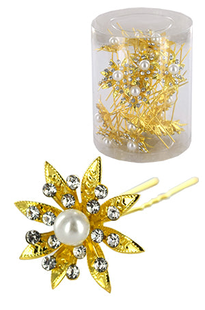 White Smoke Stone Hair Pin (20/jar) #6730 Gold - jar