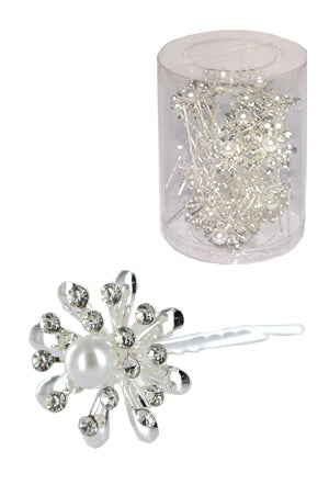 White Smoke Stone Hair Pin (20/jar) #6731 Silver - jar