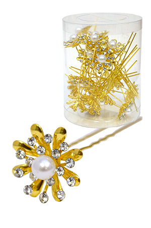 White Smoke SStone Hair Pin (20/jar) #6732 Gold - jar