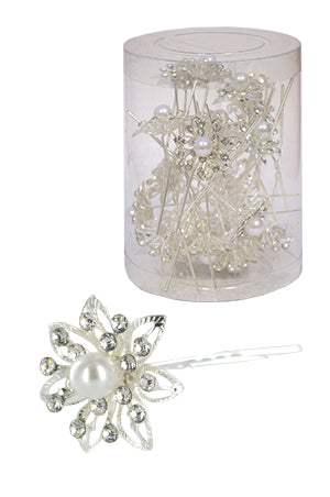 SStone Hair Pin (20/jar) #6733 Silver- jar