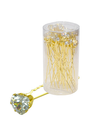 White Smoke Stone Hair Pin (20/jar) #6736 Gold - jar (heart)
