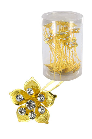 White Smoke Stone Hair Pin (20/jar) #6742 Gold - jar(flower)