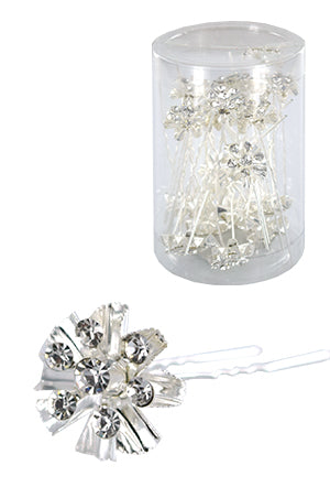 White Smoke Stone Hair Pin (20/jar) #6747 Silver - jar (flower)
