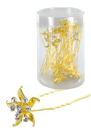 White Smoke Stone Hair Pin (20/jar) #6750 Gold - jar(flower)
