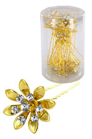 White Smoke Stone Hair Pin (20/jar) #6752 Gold - jar(flower)