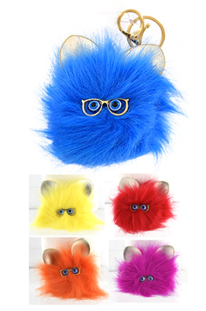 White Smoke MGC Fur Pom Key chain(Cat) Assorted #6781 -dz