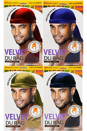 Magic Gold Velvet Durag Long Tail #DUG98820Asst -dz