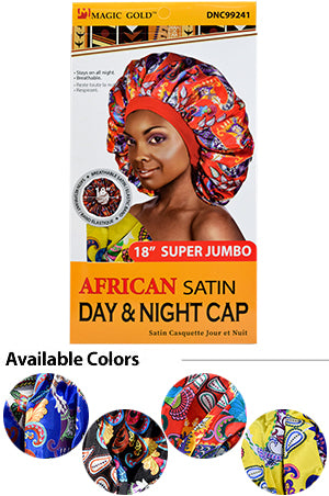 Magic Gold African Satin Day & Night Cap(S.Jumbo/ Asst.) #99241 -dz