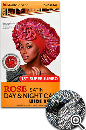 Rose Satin Day&Night Cap w/Wide Band(S.Jumbo/Black)#99244-dz