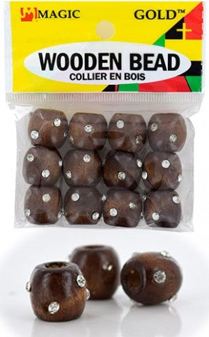 Magic Gold Wooden Bead w/ Stone#BDS99502(D. Brown)-dz