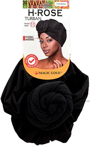 Magic Gold H-ROSE Turban #TUR99688 Black - dz