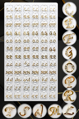 Stone Earring [Initials Gold] 72pair #99913 -pk