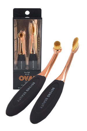 Oval Soft Makeup Brush Rose Gold #30025 2pc set-pc