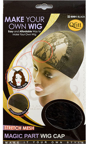 Qfitt Stretch Mesh Wig Cap,Magic Part#Q5061Black-dz