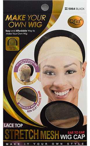 Qfitt Stretch Mesh Wig Cap(Lace),Top#Q5064Black-dz