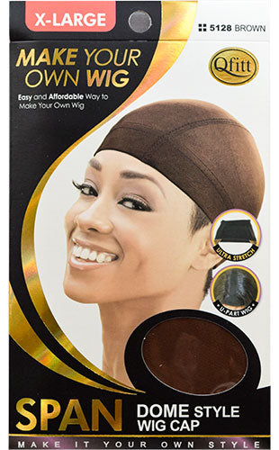 Qfitt Spandex Wig Cap(Dome style-XL )#Q5128Brown-dz