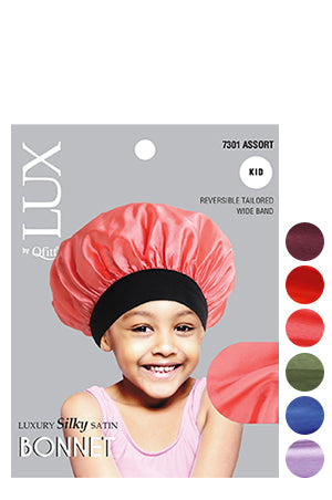 Qfitt Kids Silky Tie Bonnet(6pc/pk)#7301Asst-pk