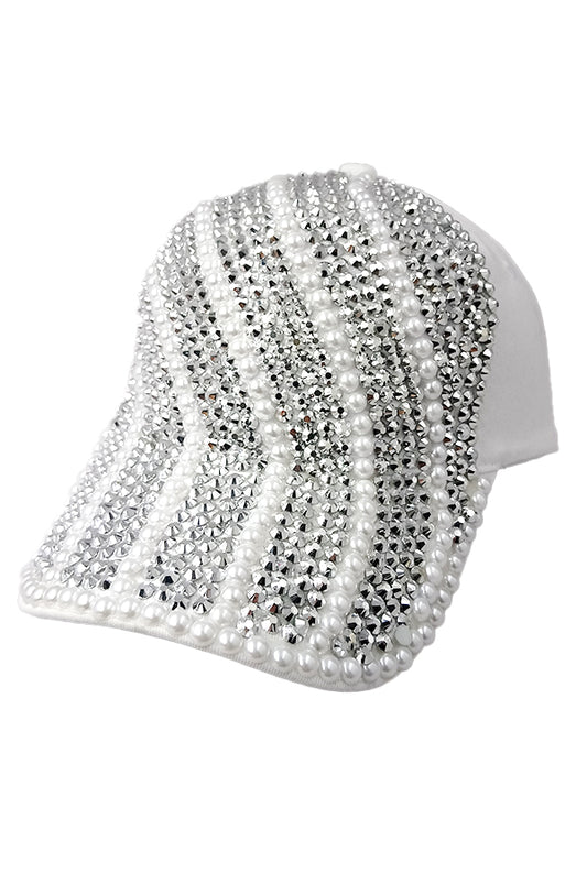 SMA RINESTONE CAP 08-White Pearl