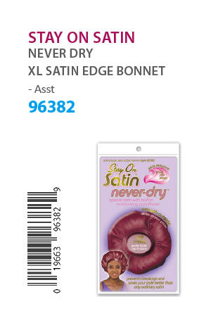 Stay on Satin Never-Dry XL Satin Edge Bonnet #96382 Asst-dz