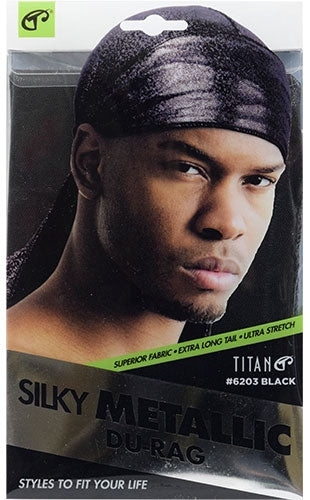 Titan Silk Metallic DuRag #6203-Black-dz