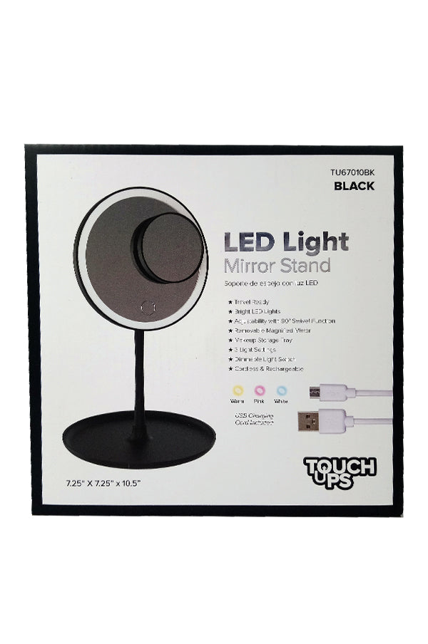 Touch Ups LED Light Mirror Stand-Black #TU67010BK-pc