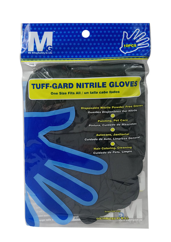 Tuff-Gard Nitrile Gloves - Powder Free (Black/10 pc) #43-10WN-BK-10 -pk