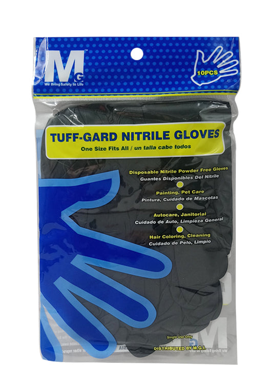 Dark Slate Gray Tuff-Gard Nitrile Gloves - Powder Free (Black/10 pc) #43-10WN-BK-10 -pk