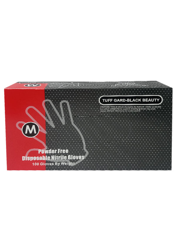 Tuff Gard-Black Beauty -Powder Free Disposable Gloves (M/100 pc) #43-20WN-BK-M -pk