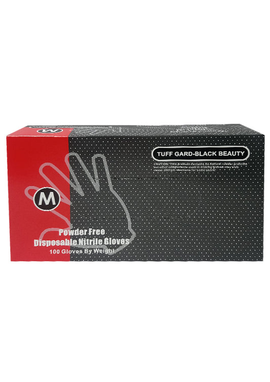 Dark Slate Gray Tuff Gard-Black Beauty -Powder Free Disposable Gloves (M/100 pc) #43-20WN-BK-M -pk