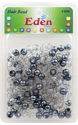 Eden Metalic XLG Blister Med Round Bead-Black#BR9-TBLA-pk