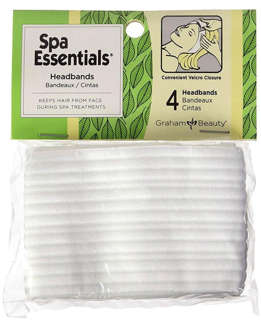 Light Gray GRAHAM BEAUTY Spa Essentials Headbands Lycra with Velcro Closure [4pcs/pk]