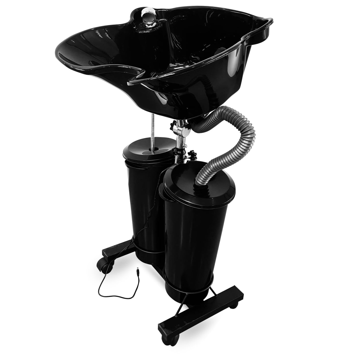 White Smoke EVGTTI Portable Shampoo Bowl with Electric Pump, Height Adjustable Hair Washing Station, 2 Buckets Drain Hoses, Portable Salon Sink for Home & Salon Use