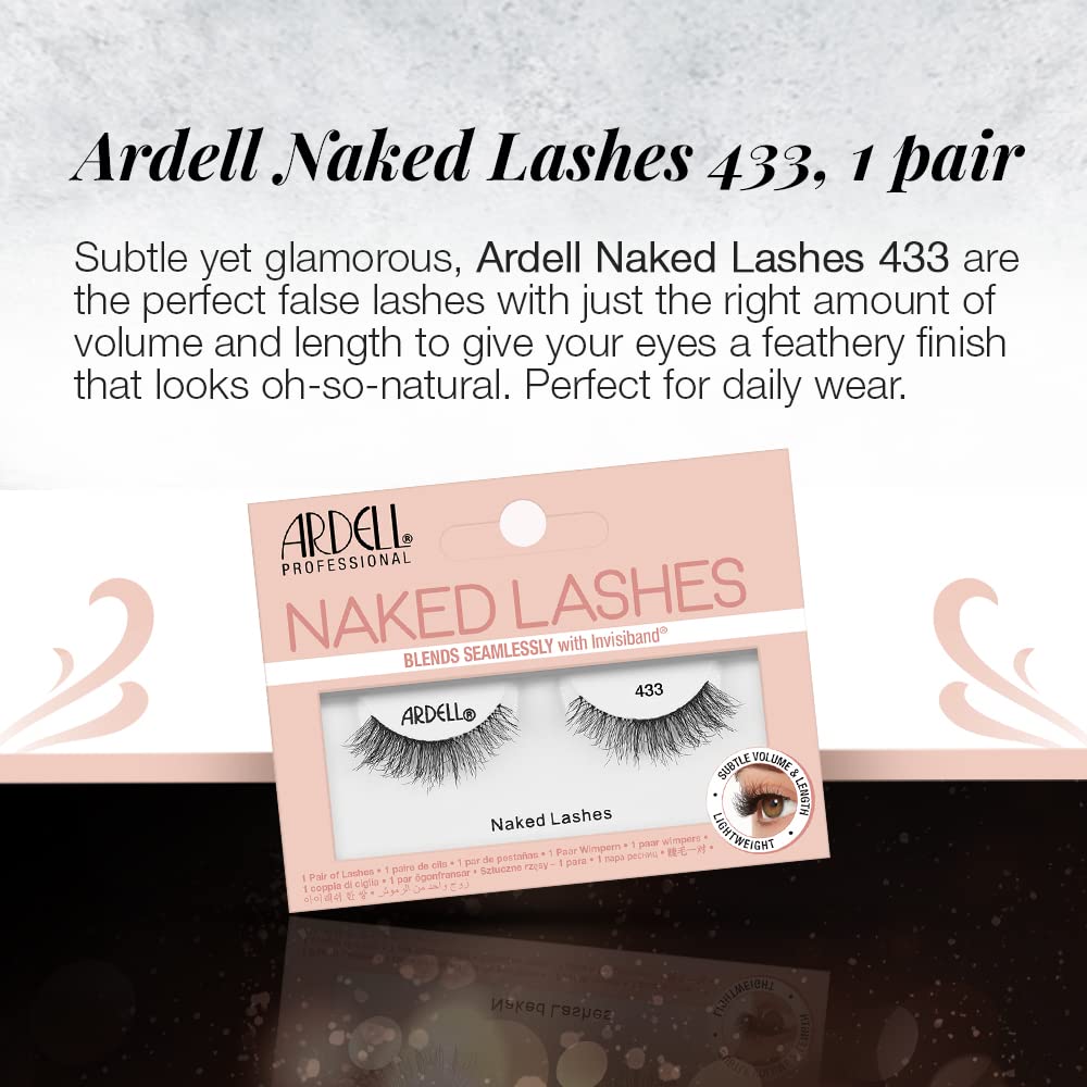 White Smoke Ardell Naked Lashes Natural 433 with Invisiband – Lightweight, Natural False Eyelashes, Soft Volume Strip, 1 Pair