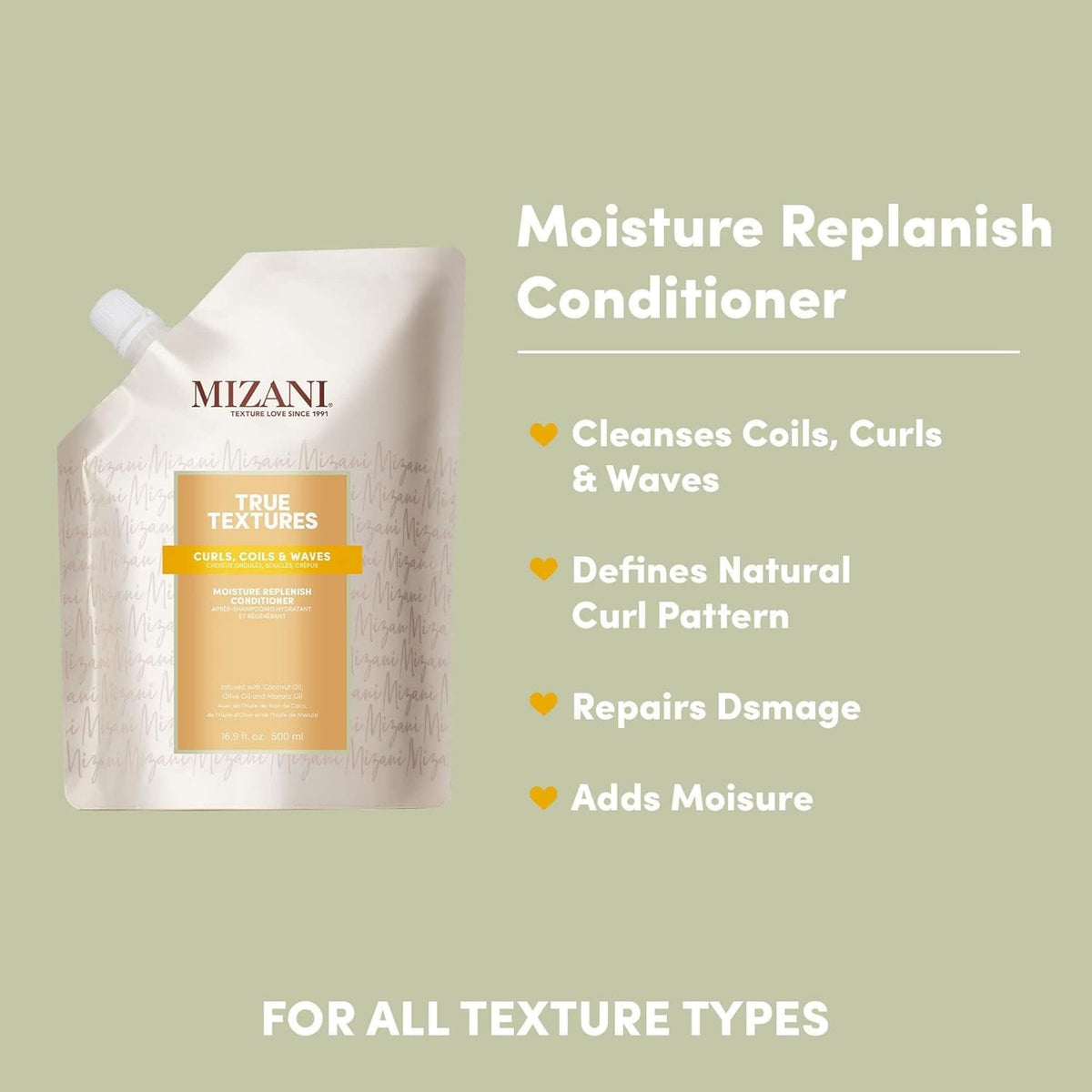 Gray Mizani True Textures Moisture Conditioner – For Curly Hair, 16.9 fl oz