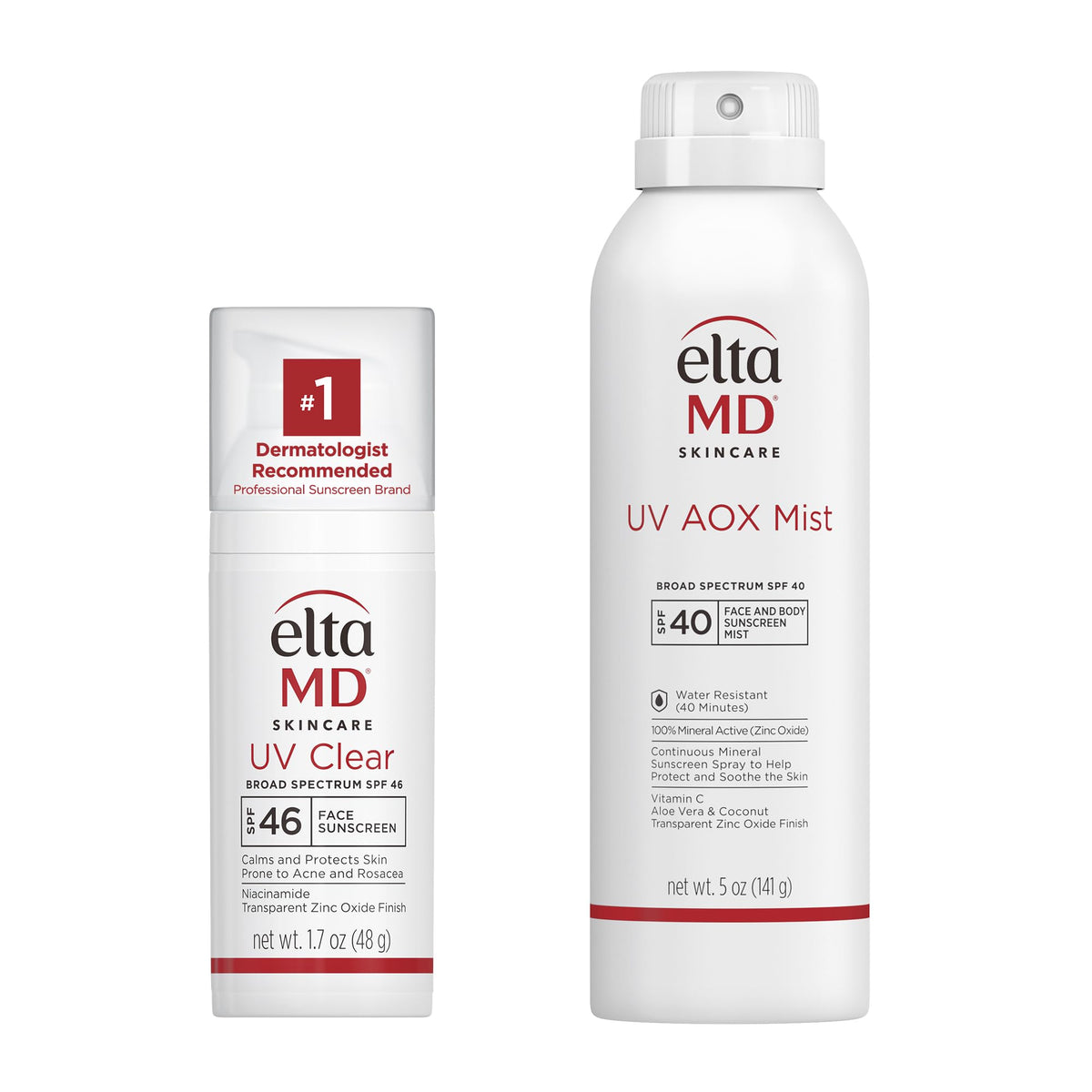 White Smoke EltaMD UV AOX Mist Mineral Sunscreen Spray SPF 40, Broad Spectrum Face and Body Sunscreen with Zinc Oxide, 100% Mineral Active, Hydration Boost with Antioxidants, Moisturizer with SPF 40, 5 oz
