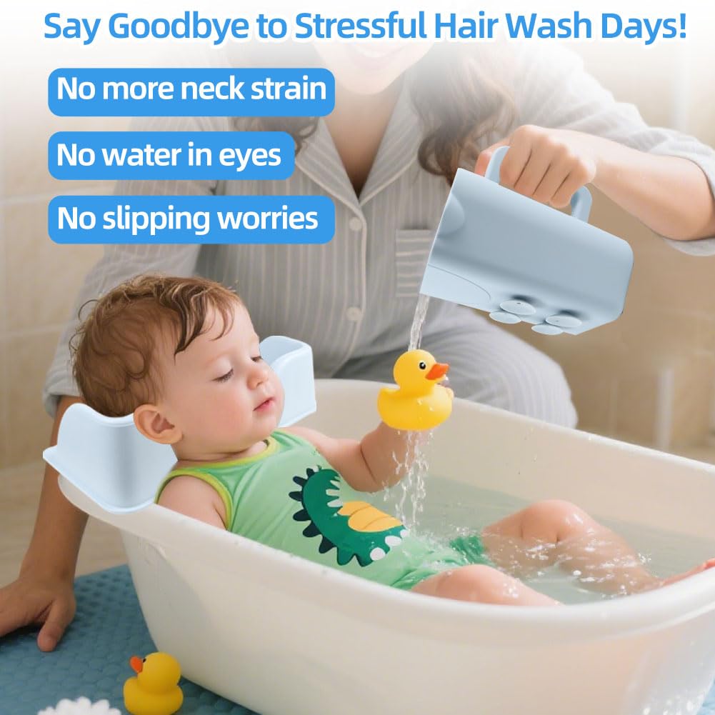 Gray Portable Hair Washing Station with Shampoo Cup and Shampoo Brush,Silicone Hair Washing Basin for Sink & Bathtub,Shampoo Bowl for Kids,adults, and the elderly