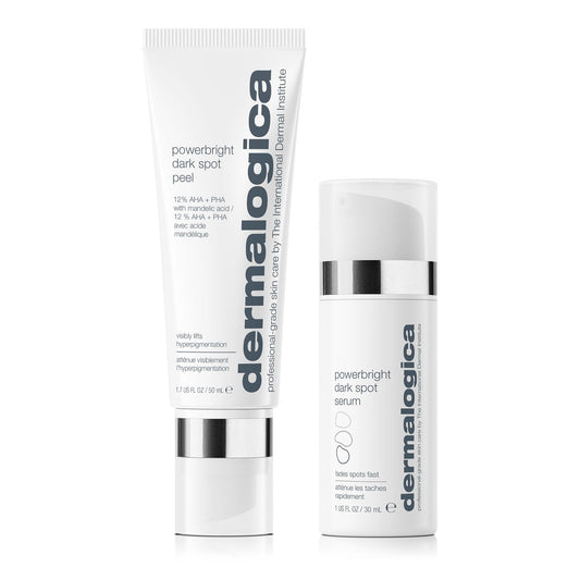 White Smoke Dermalogica PowerBright Dark Spot System Skin Care Kit, Includes Face Serum and Peel - Fade, Lift, and Prevent Dark Spots and Hyperpigmentation