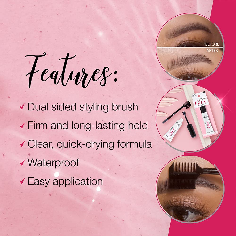 Thistle Ardell Brow Glue Clear – Strong Hold Eyebrow Gel for Lamination Lift, Long Lasting Brow Gel Styling Tool for Shaping & Setting Brows, Eye Makeup, 0.35 oz