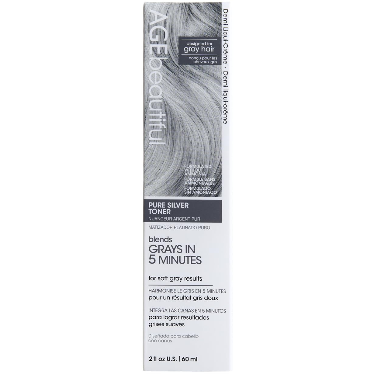 Lavender AGE beautiful Pure Silver Demi Liqui-Creme 5-Minute Toner | Blend & Enhance Gray Hair with Soft Gray Tones | Neutralize Yellow Tones | Professional Salon Color