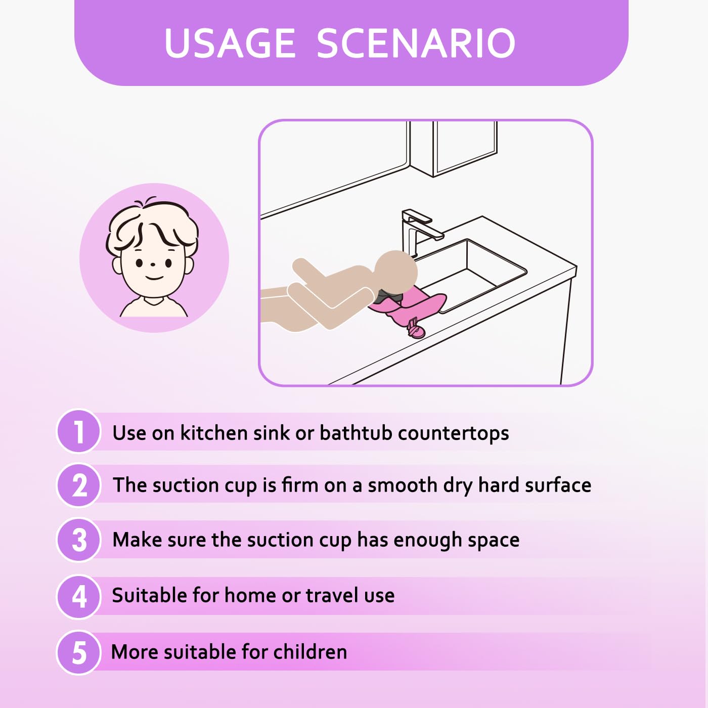 White Smoke Portable Shampoo Basin for Kids, Baby, Children,Tear Free Hair Washing Basin Tray at Home (Purple)