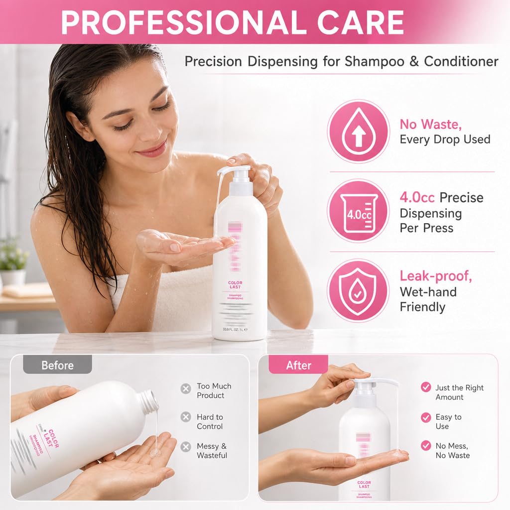 White Smoke 2 Packs Pump for Biolage Shampoo and Conditioner 1L / 33.8 oz Bottle, Liter Pump for Biolage 33.8 oz Dispenser Pumps