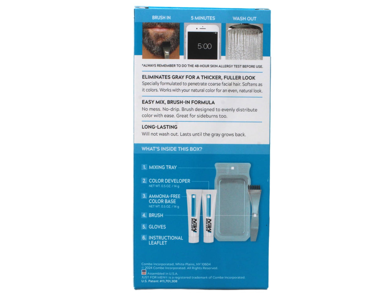 Dark Cyan Just For Men Mustache & Beard Brush-In Color Gel M-45 Dark Brown 1 Kit
