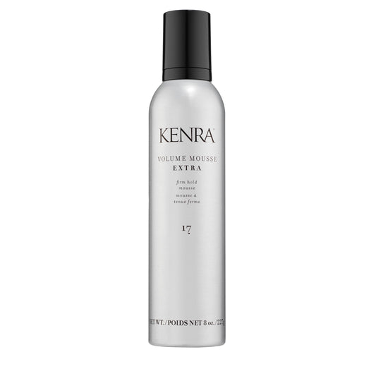 Light Gray Kenra Volume Mousse Extra 17 | Firm Hold Mousse | Non-drying, Non-flaking Lightweight Formula | Tames Frizz & Conditions |Thermal Protection up to 450F| All Hair Types | 8 oz