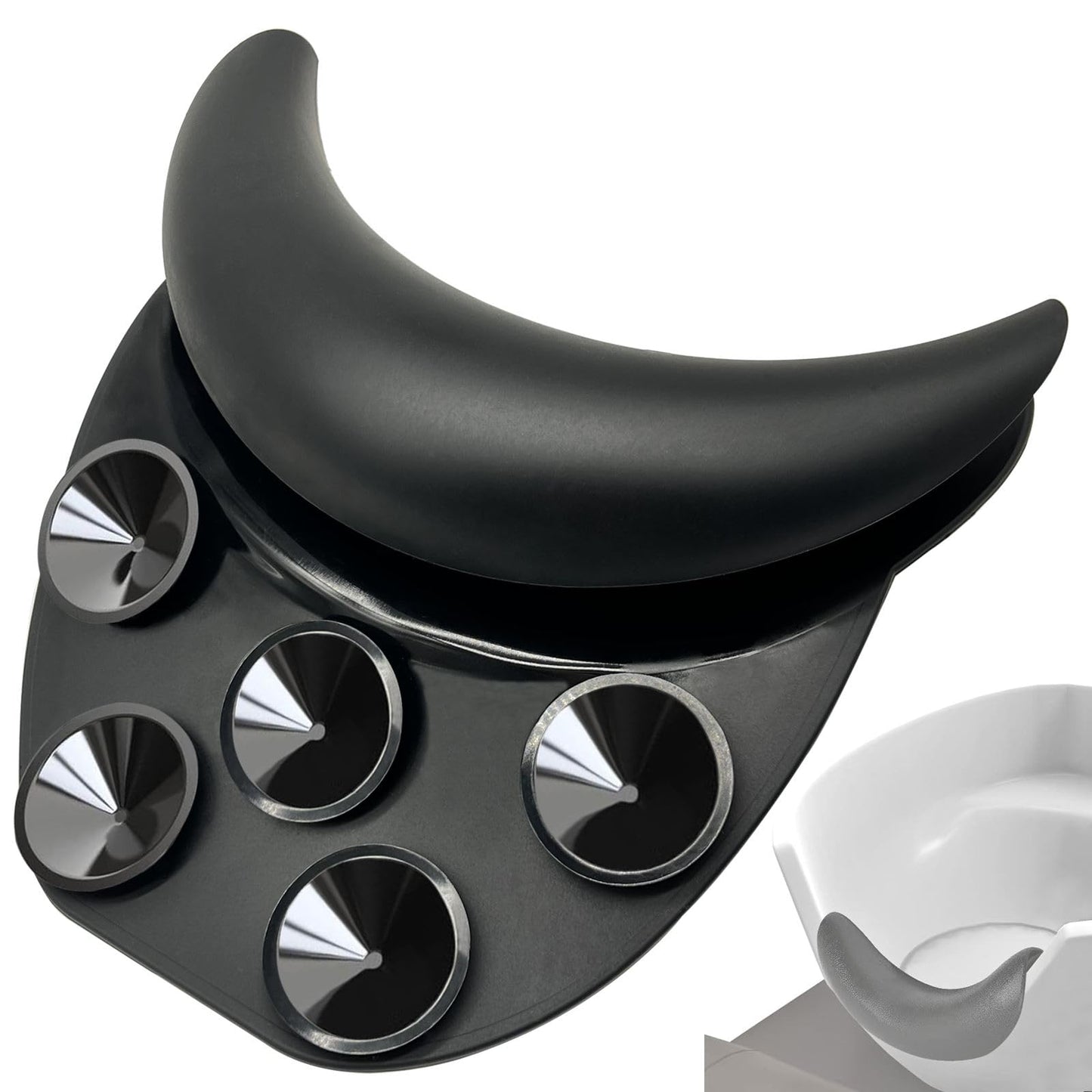 White Smoke Shampoo Bowl Neck Rest for Sink, Silicone Neck Rest Cushion with Suction Cup, Portable Hair Washing Sink Neck Support Non-Slip for Salon Home Wash Basin