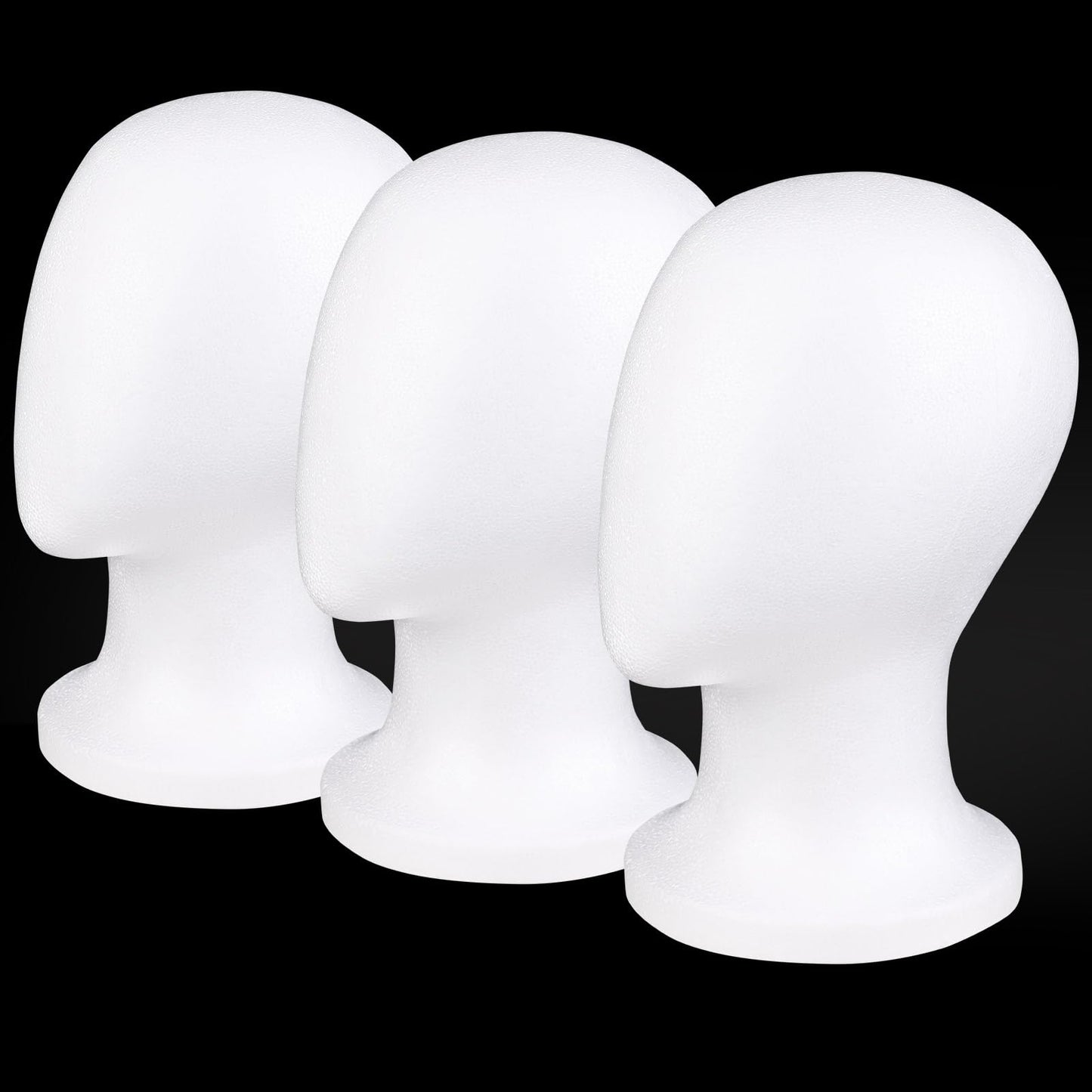 White Smoke COOKOO 3 PCS Faceless Foam Mannequin Head Wigs Holder Styrofoam Wig Head Stand Wigs Foam Heads for Style, Model Hats ,Display Hair, and Hairpieces, Mask ,Home, Salon and Travel (3 Pieces)