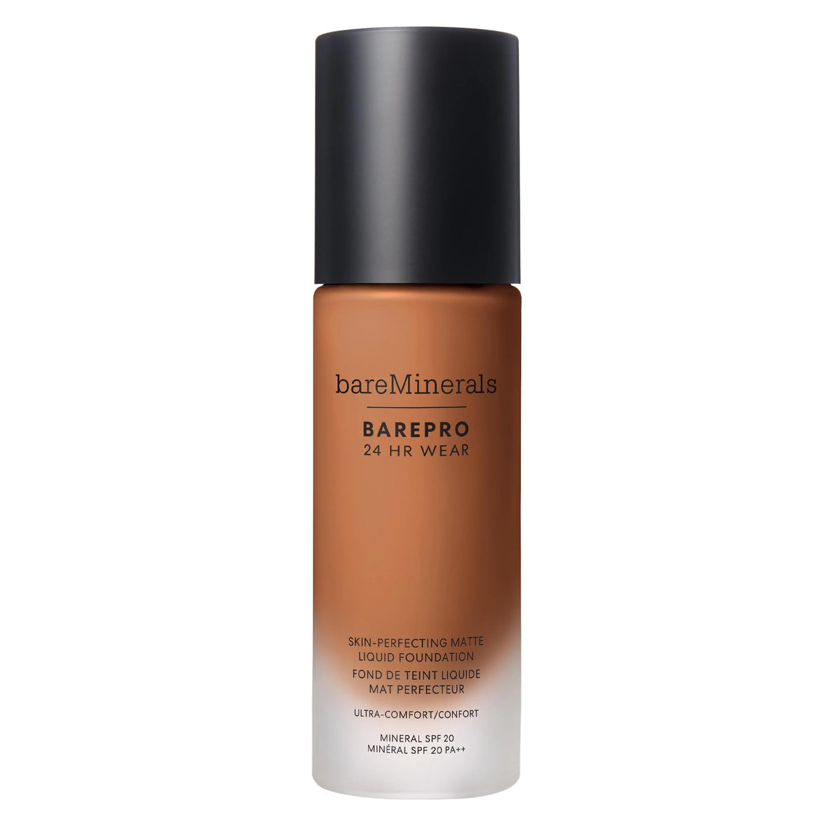 Black bareMinerals BAREPRO Matte Liquid Foundation, SPF 20, Deep 50N, 1 oz