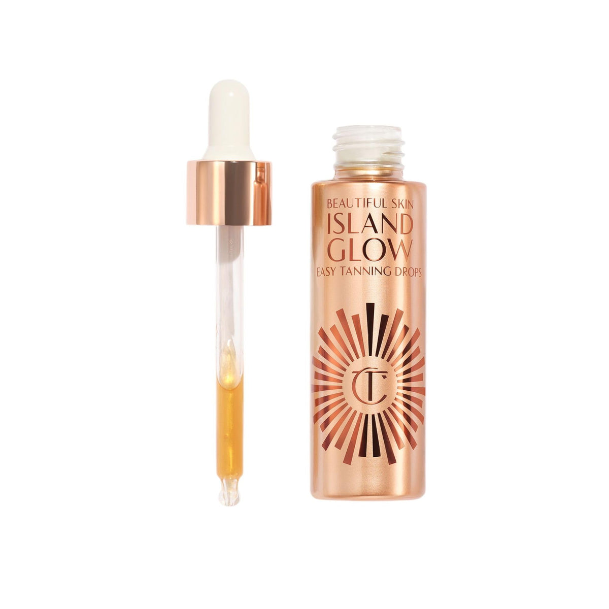 White Smoke Charlotte Tilbury Beautiful Skin Tanning Drops - Body & Face Bronzing Drops Enriched with Hyaluronic Acid for Long-Lasting Hydration - Leaves Skin with a Natural, Radiant Glow