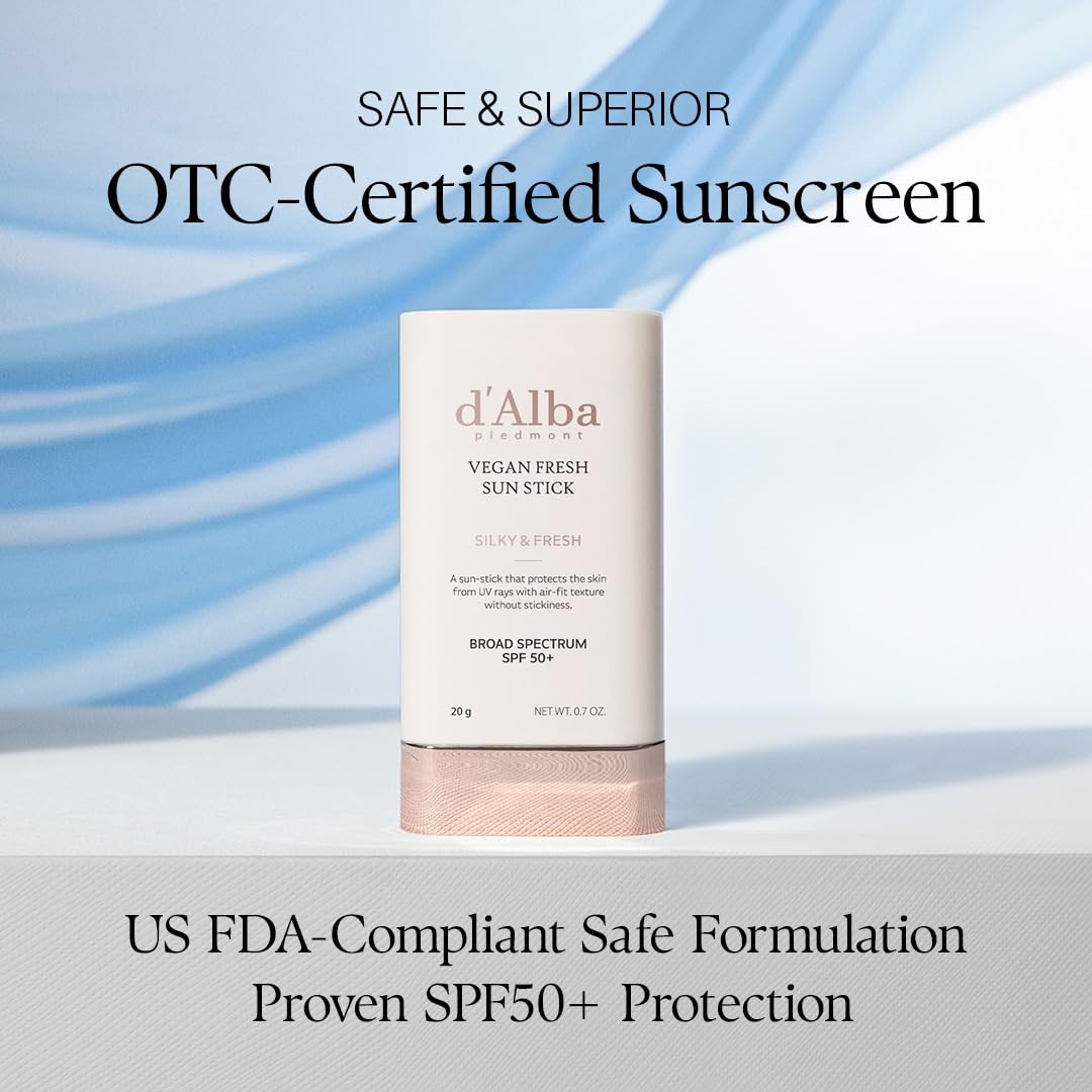 Gray d'alba Piedmont Air Fit Fresh Sun Stick, OTC BROAD SPECTRUM SPF 50+, Non-Sticky On-the-Go Sun Protection, Outdoor Essential Vegan Sun Stick, Silky & Fresh, Korean Skin Care (0.7 Oz.)