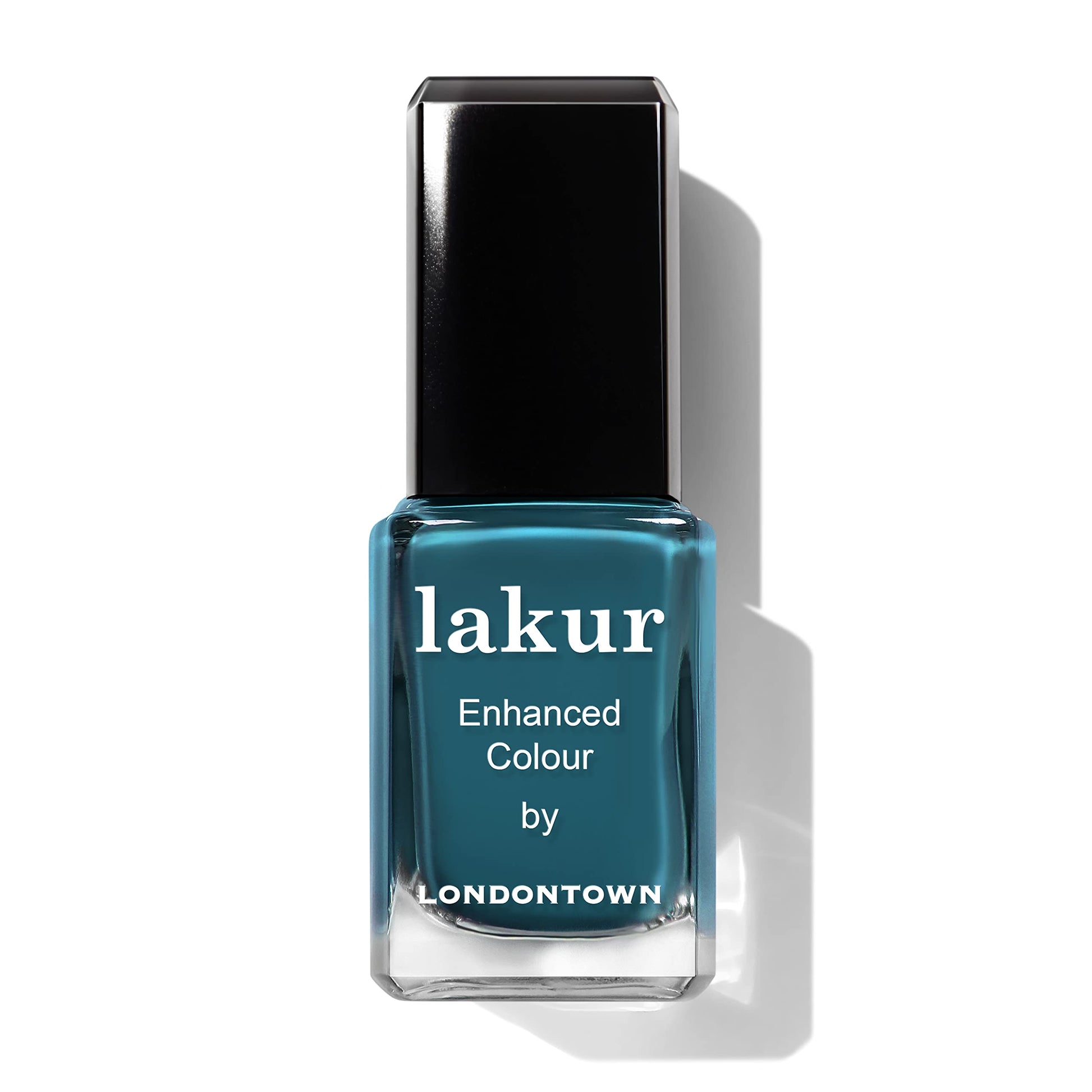 Black LONDONTOWN Lakur Nail Polish – Blue, Long-Lasting, Streak-Free, Chip-Resistant | 21+ Free Non-Toxic Vegan Nail Color, Strengthens & Hydrates Nails, 0.4 Fl Oz, Magpie